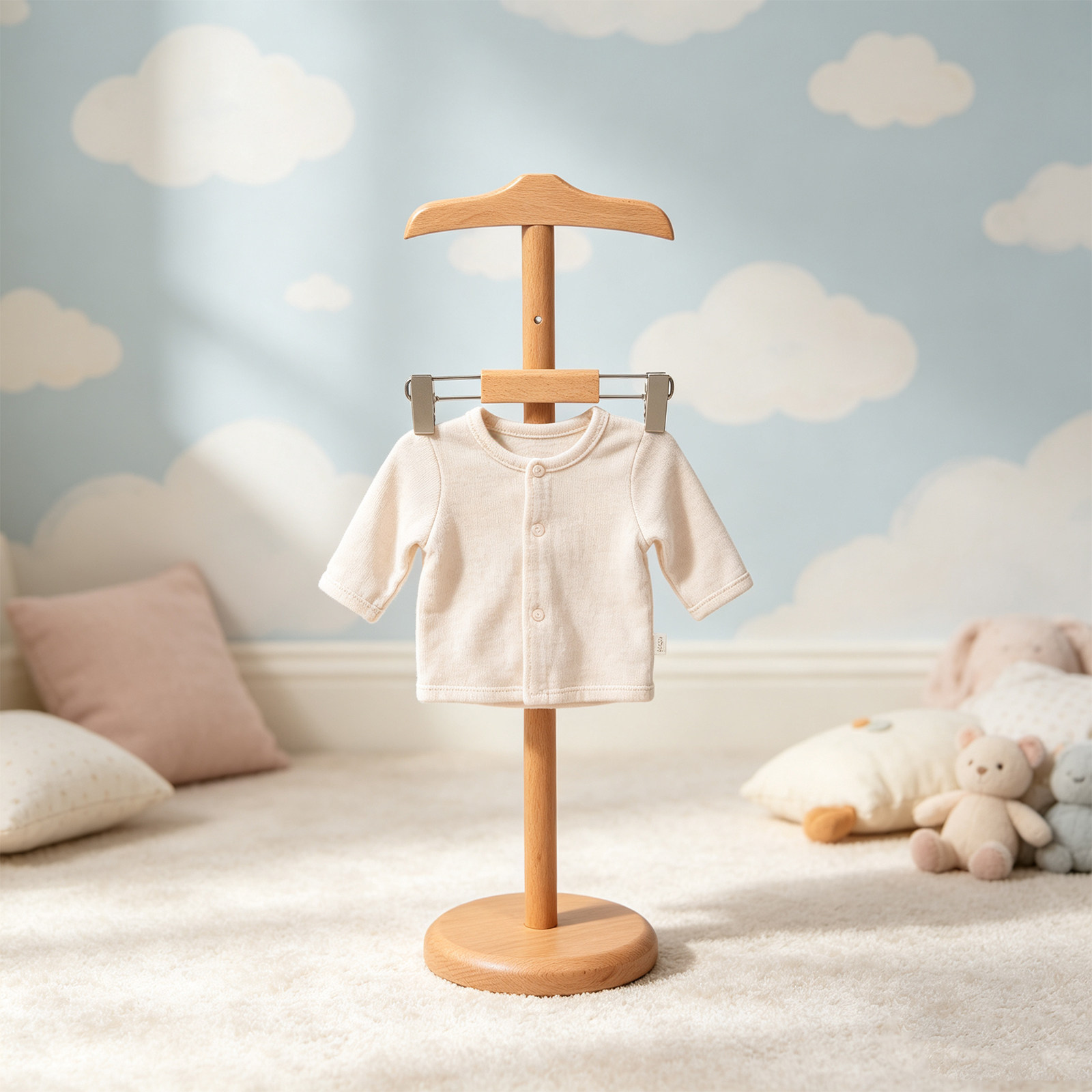 Display Stand Wood - Kledingdisplaystandaard met verstelbare hoogte, houten kledingdisplaystandaard